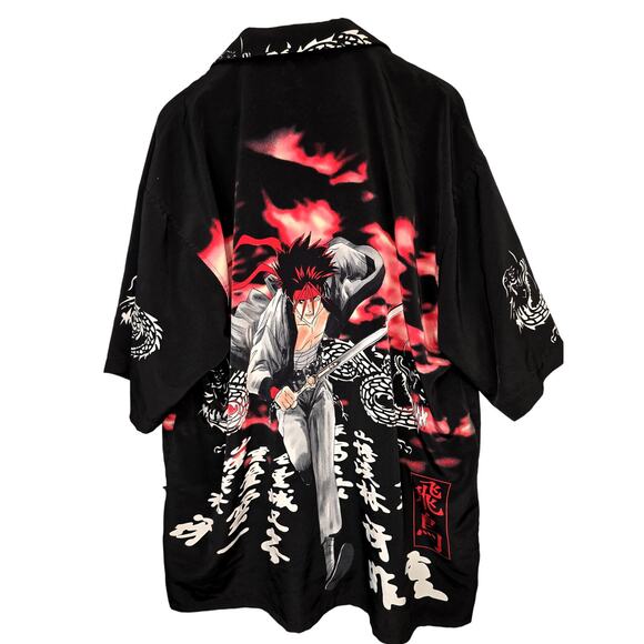 Veezo Rurouni Kenshin "Sanosuke" Button Down Shirt Men XL Anime All Over Print - Picture 2 of 6